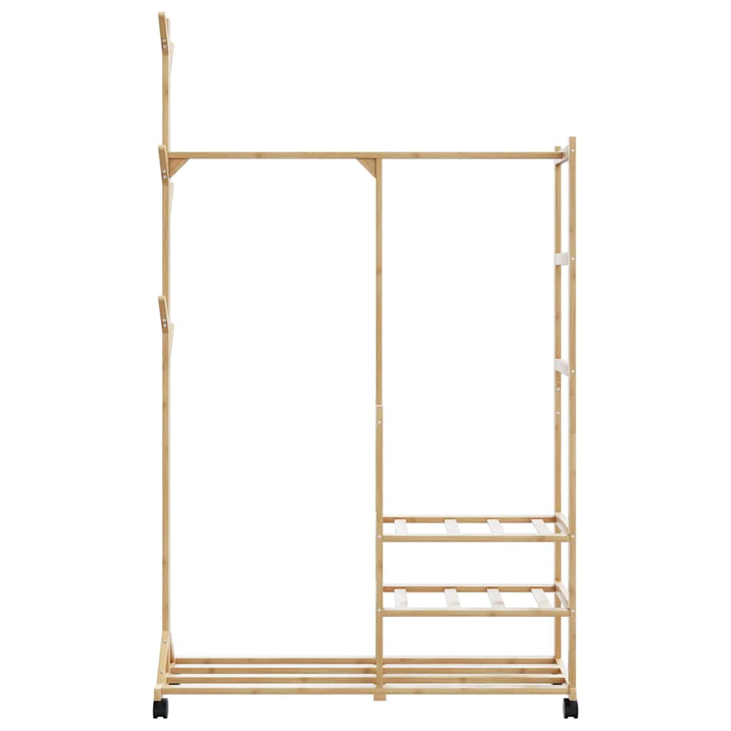Porte-vêtements et étagères et roulettes 100x38x175,5cm bambou - XIOS