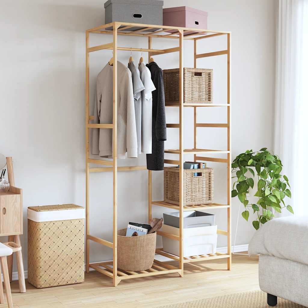 Porte-vêtement avec étagères 100x50x184,5 cm bambou - XIOS