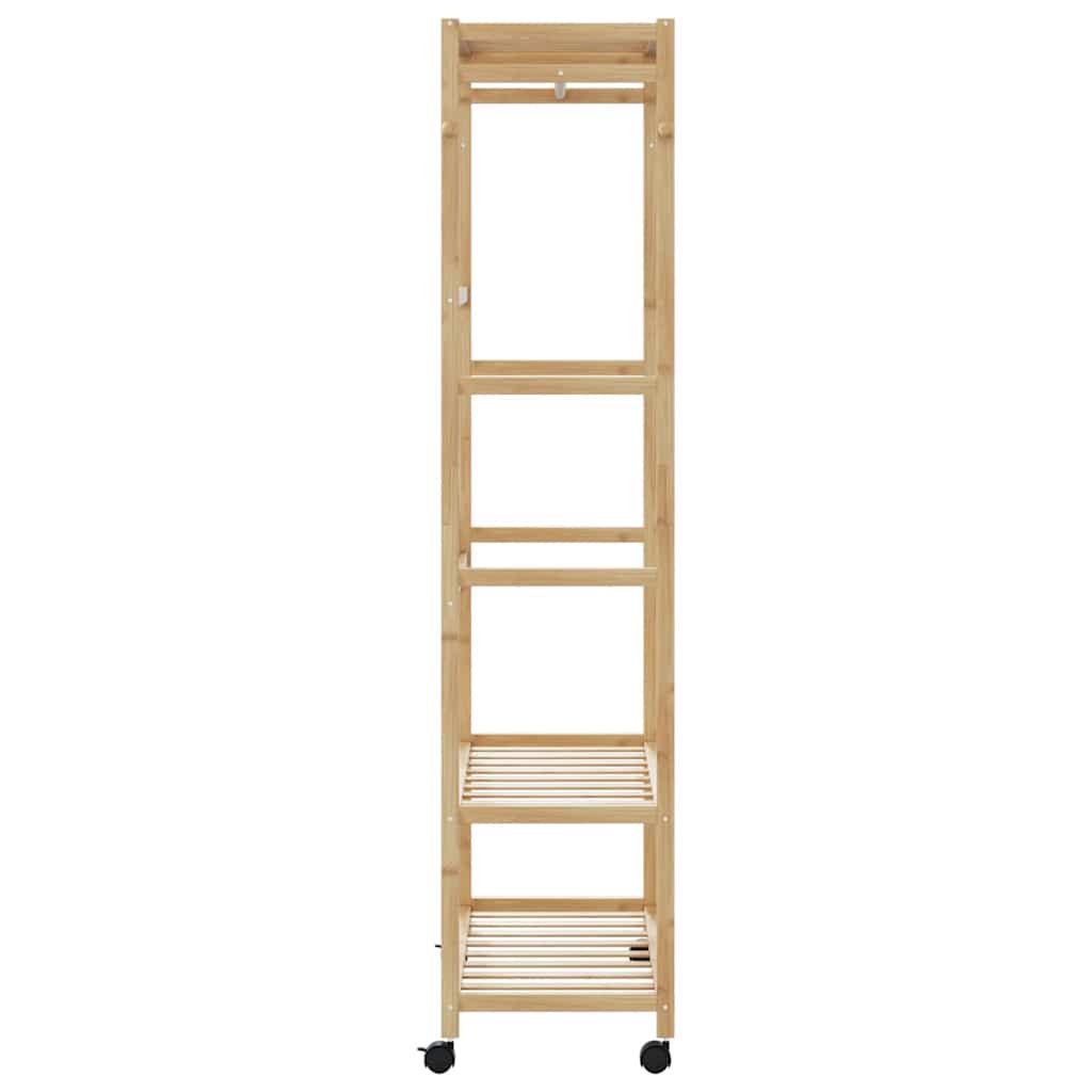Porte-vêtements et étagères et roulettes 90x40x179,5 cm bambou - XIOS