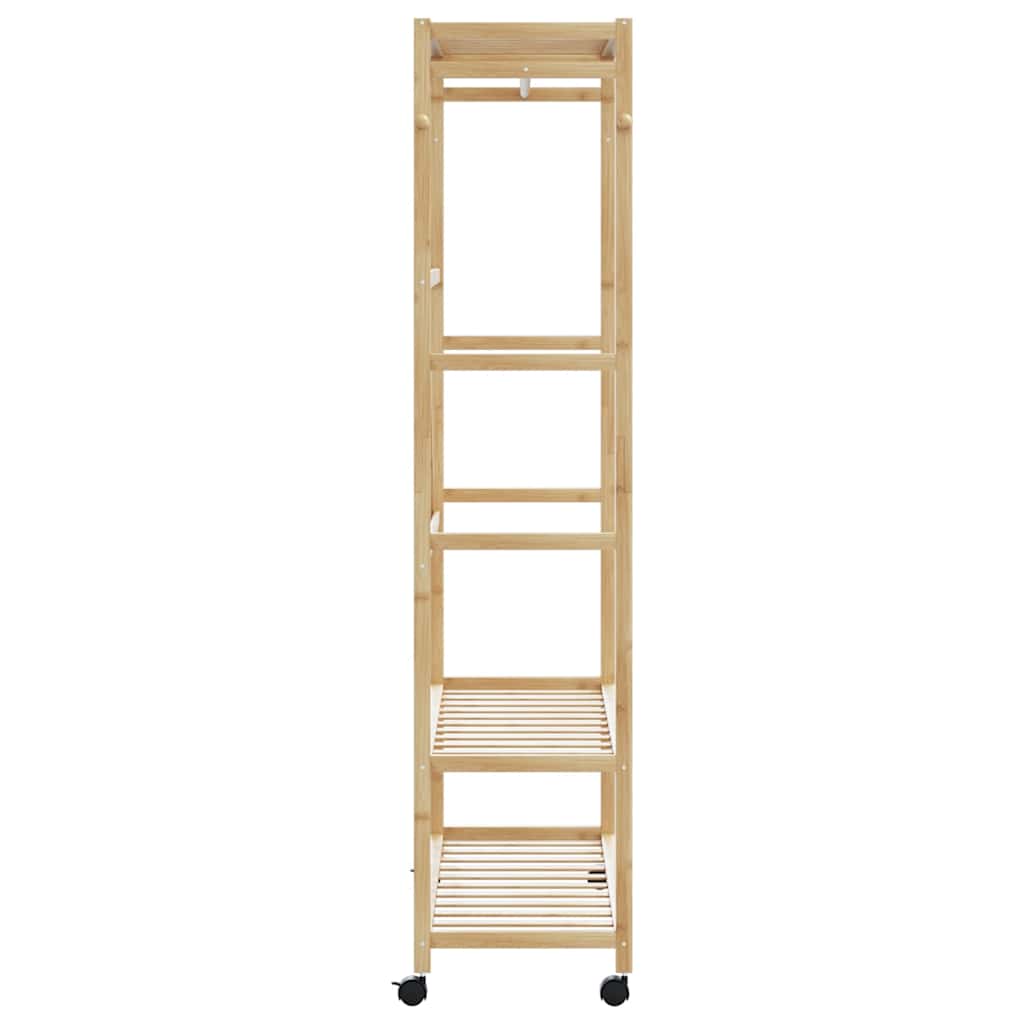 Porte-vêtements et étagères et roulettes 110x40x180 cm bambou - XIOS