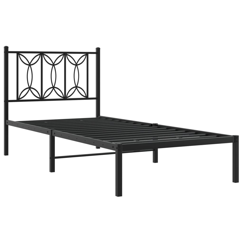 Cadre de lit métal sans matelas avec tête de lit noir 75x190 cm - XIOS