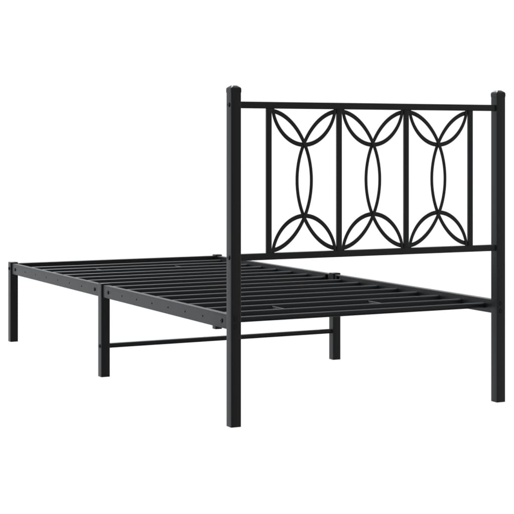 Cadre de lit métal sans matelas avec tête de lit noir 75x190 cm - XIOS