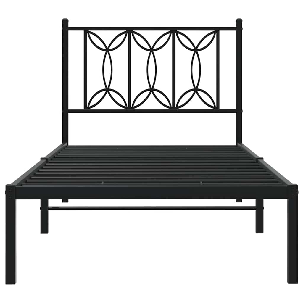 Cadre de lit métal sans matelas avec tête de lit noir 90x190 cm - XIOS
