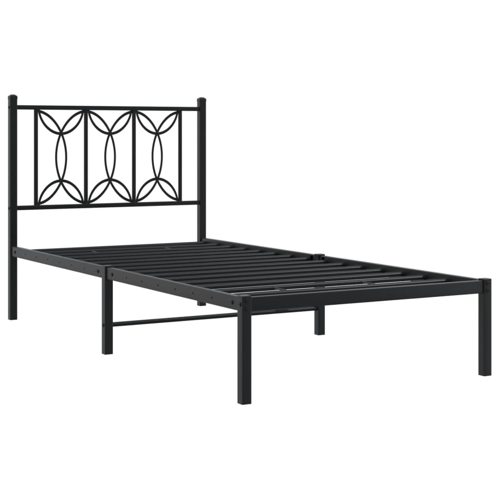 Cadre de lit métal sans matelas avec tête de lit noir 90x200 cm - XIOS