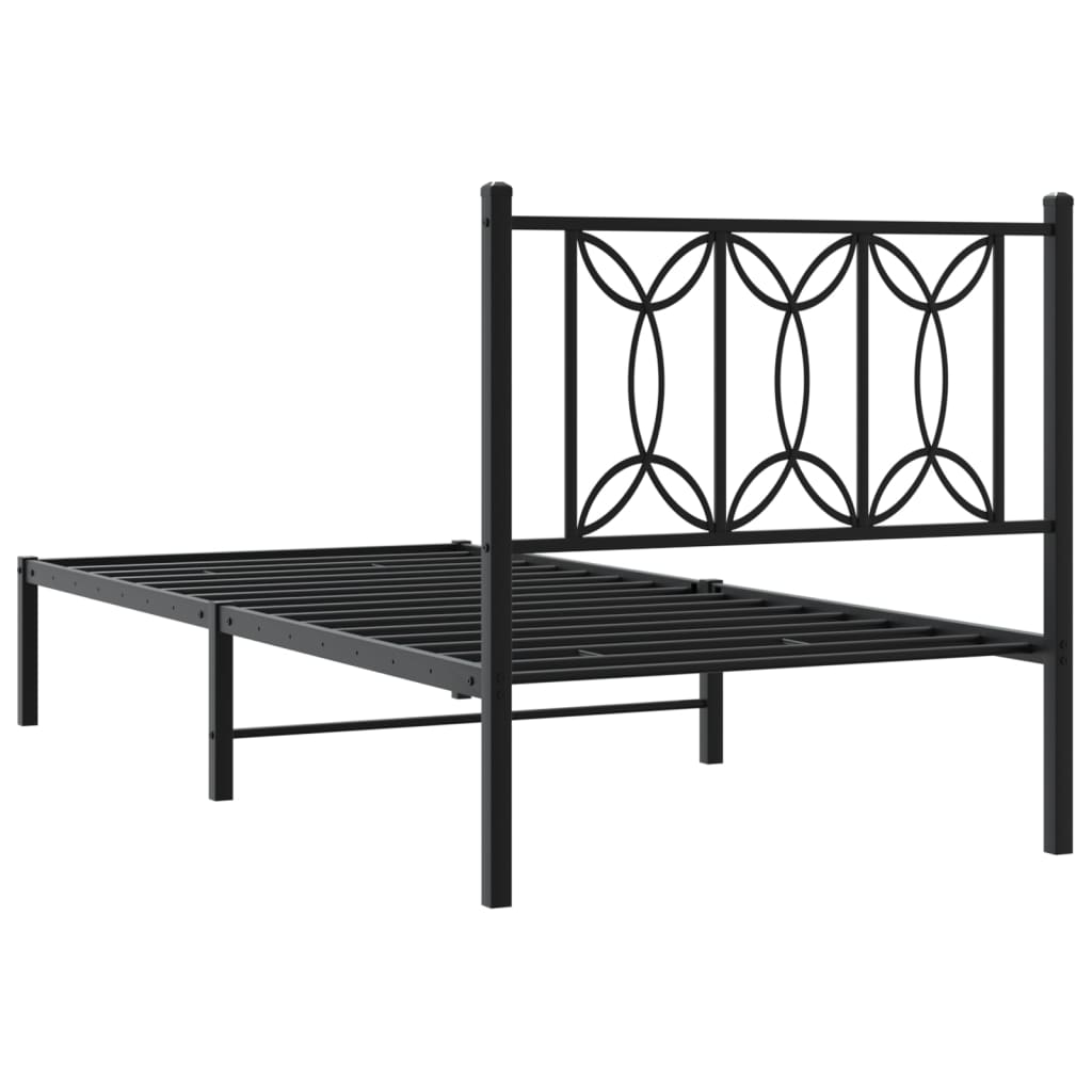 Cadre de lit métal sans matelas avec tête de lit noir 90x200 cm - XIOS