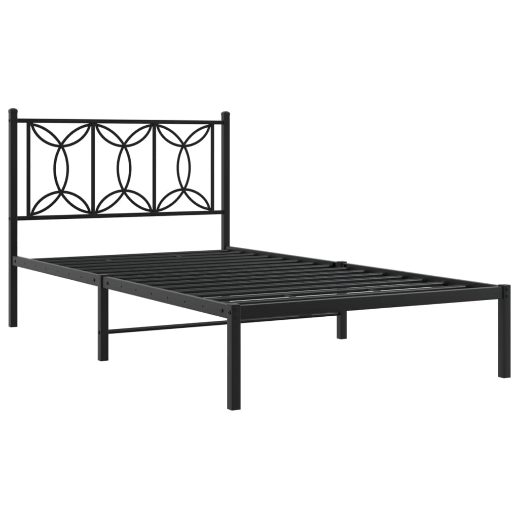 Cadre de lit métal sans matelas avec tête de lit noir 100x190cm - XIOS