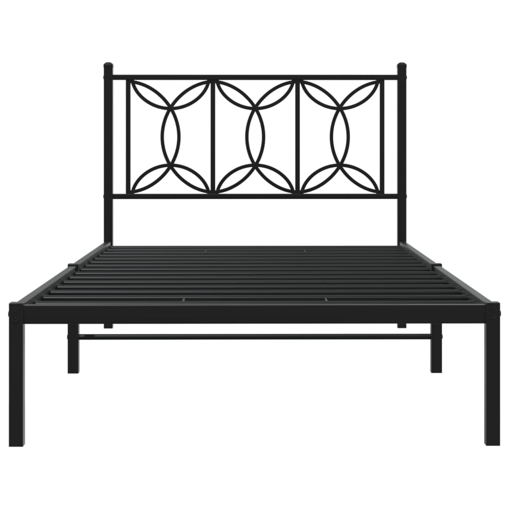 Cadre de lit métal sans matelas avec tête de lit noir 100x190cm - XIOS