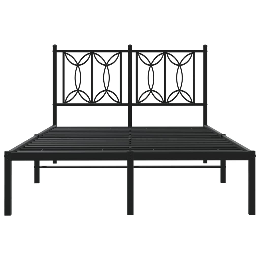 Cadre de lit métal sans matelas avec tête de lit noir 120x190cm - XIOS