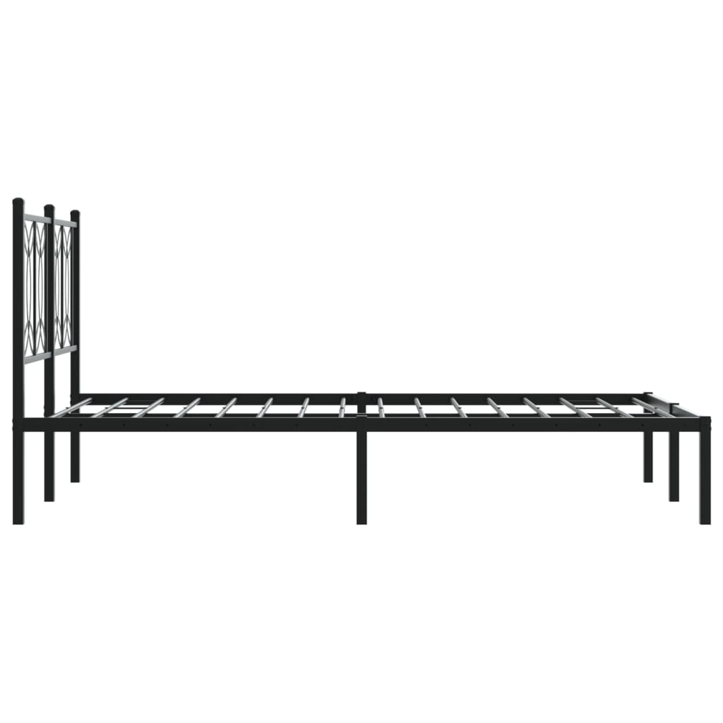 Cadre de lit métal sans matelas avec tête de lit noir 120x190cm - XIOS