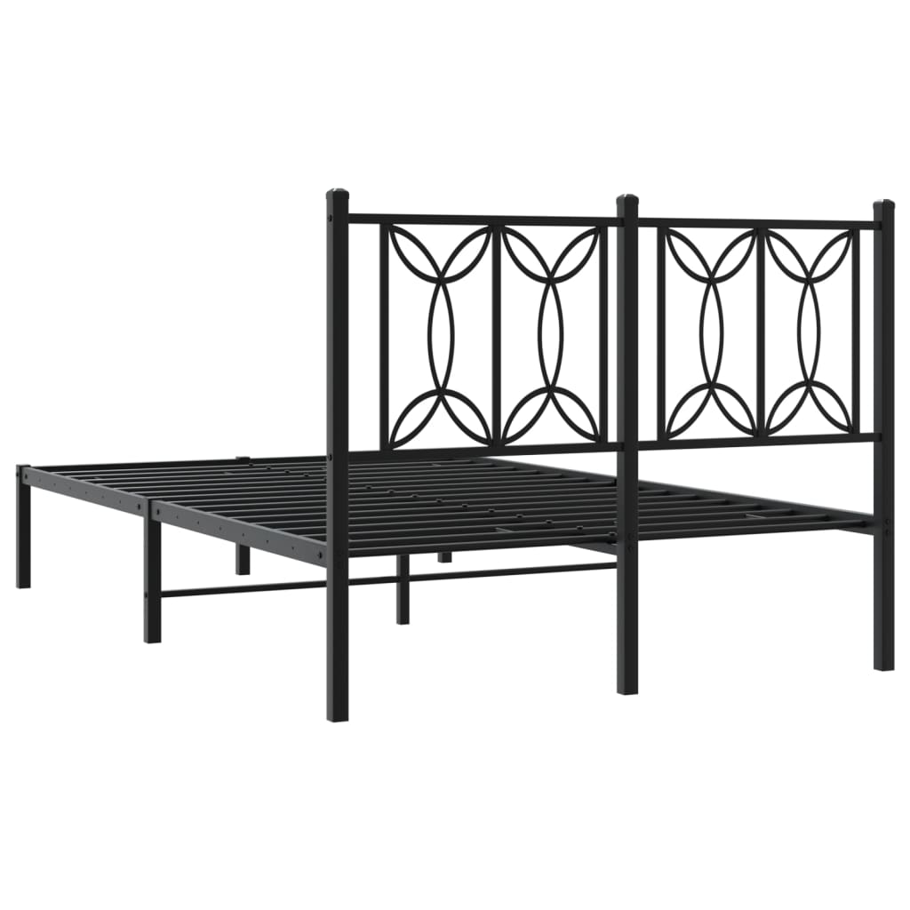 Cadre de lit métal sans matelas avec tête de lit noir 120x200cm - XIOS