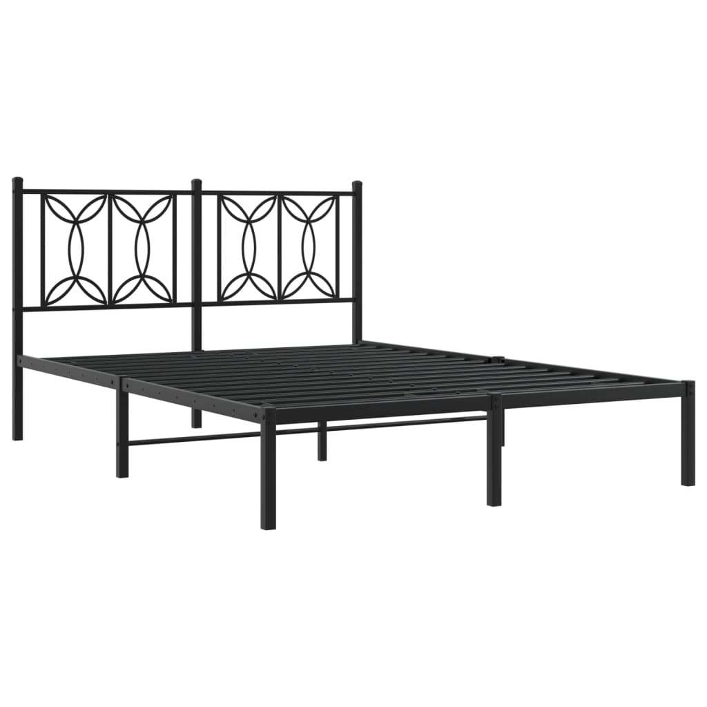Cadre de lit métal sans matelas avec tête de lit noir 135x190cm - XIOS