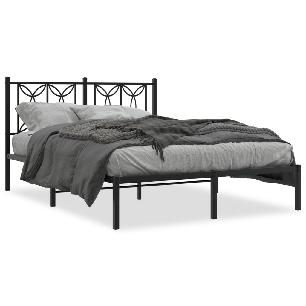 Cadre de lit métal sans matelas avec tête de lit noir 140x190cm - XIOS