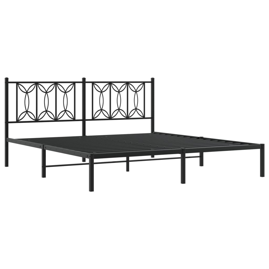 Cadre de lit métal sans matelas et tête de lit noir 180x200 cm - XIOS