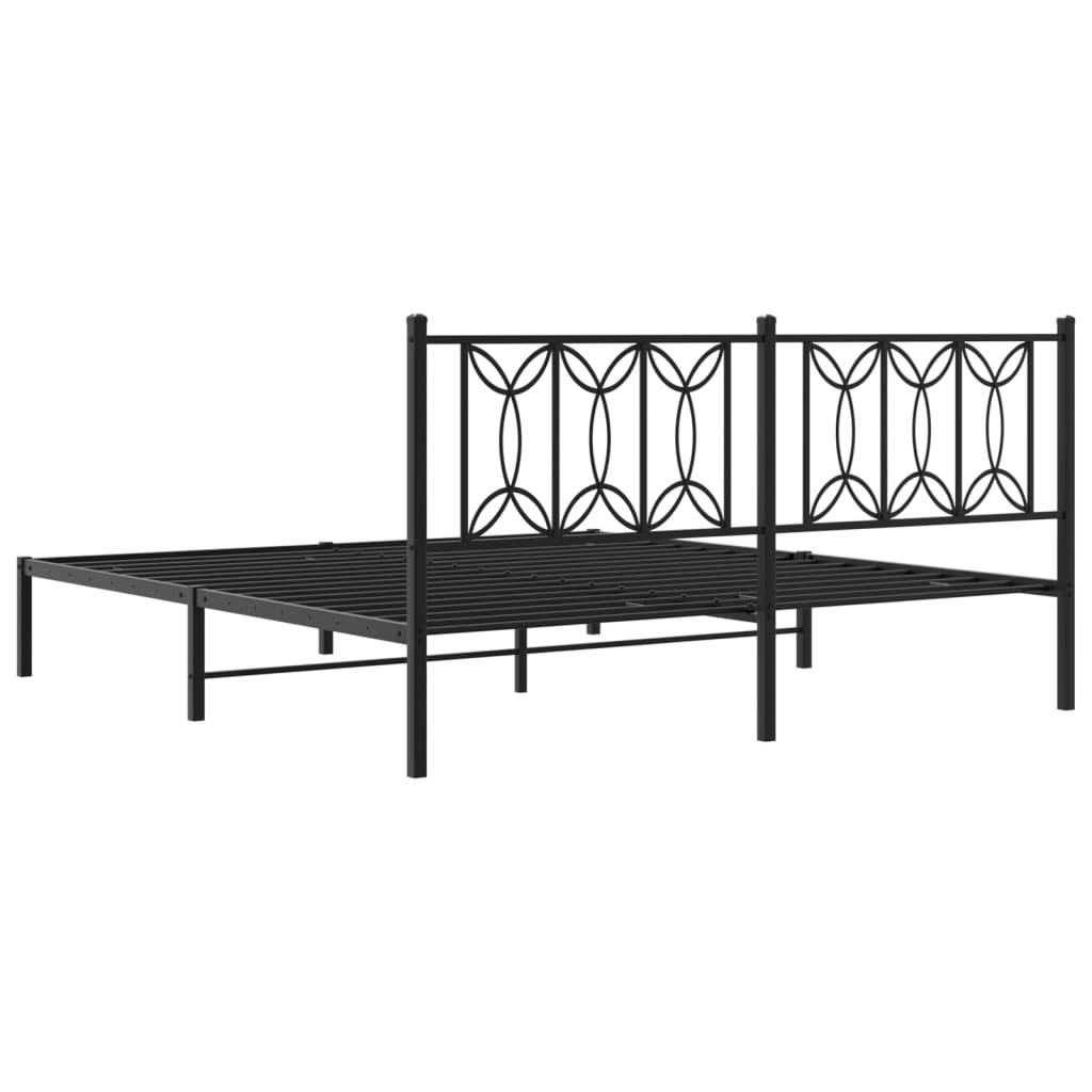 Cadre de lit métal sans matelas et tête de lit noir 180x200 cm - XIOS