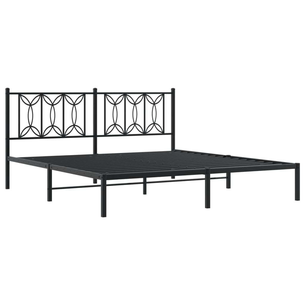 Cadre de lit métal sans matelas avec tête de lit noir 183x213cm - XIOS