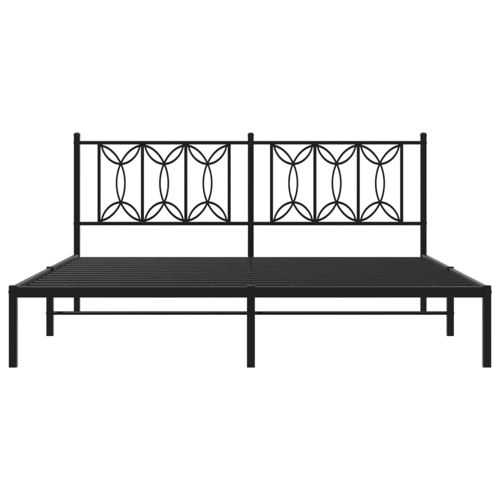 Cadre de lit métal sans matelas avec tête de lit noir 183x213cm - XIOS