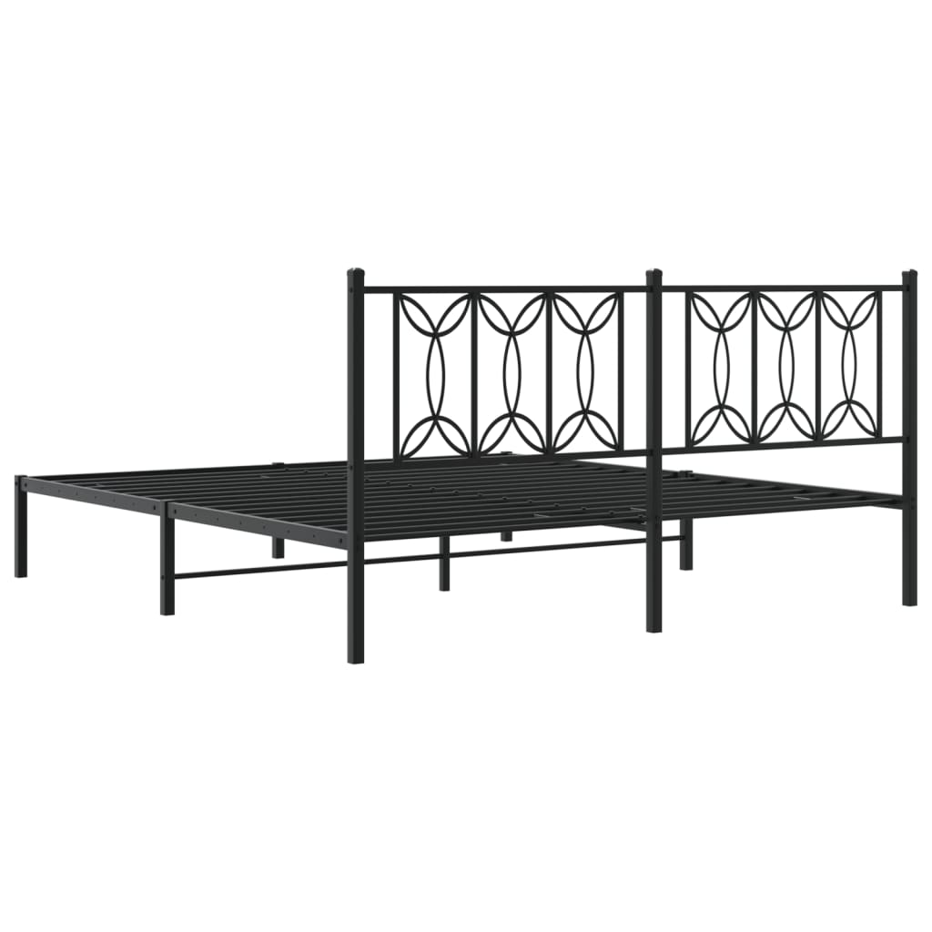 Cadre de lit métal sans matelas avec tête de lit noir 183x213cm - XIOS