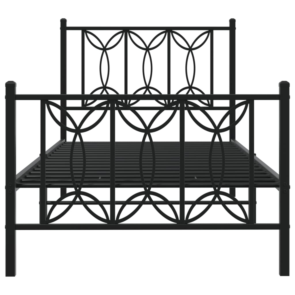 Cadre de lit métal sans matelas avec pied de lit noir 75x190 cm - XIOS