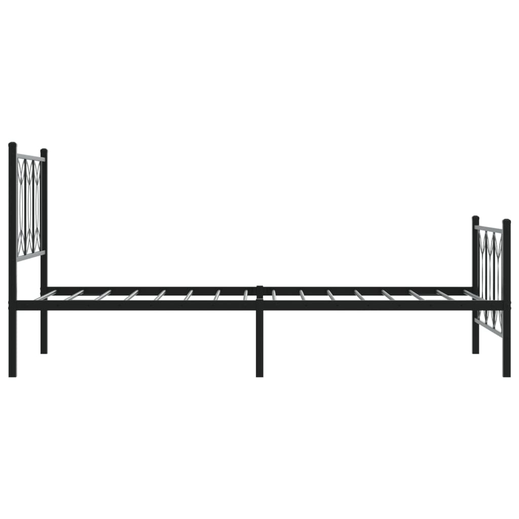 Cadre de lit métal sans matelas avec pied de lit noir 75x190 cm - XIOS