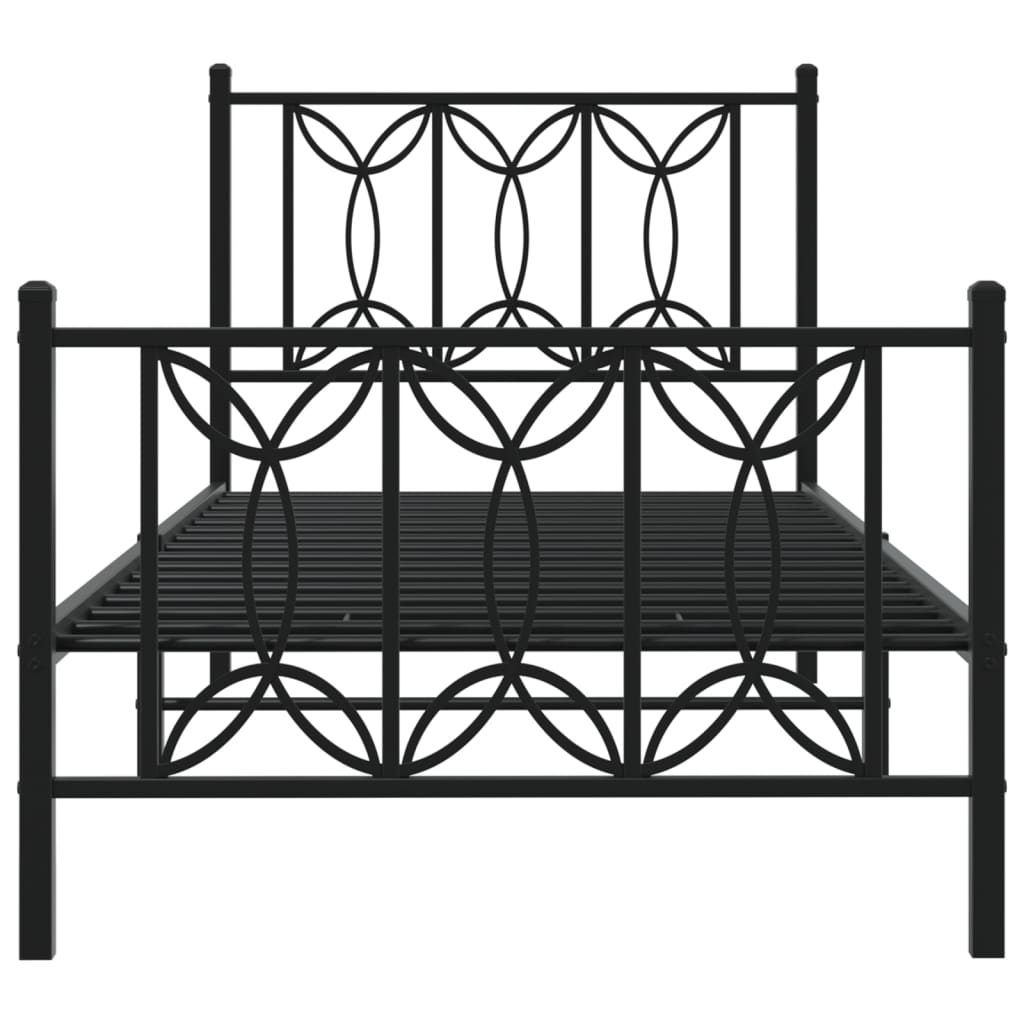 Cadre de lit métal sans matelas avec pied de lit noir 80x200 cm - XIOS