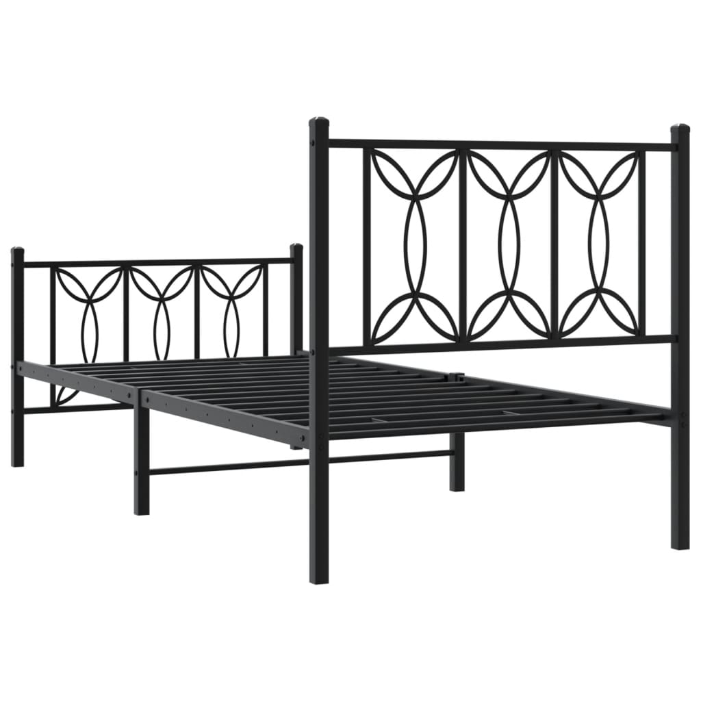 Cadre de lit métal sans matelas avec pied de lit noir 80x200 cm - XIOS