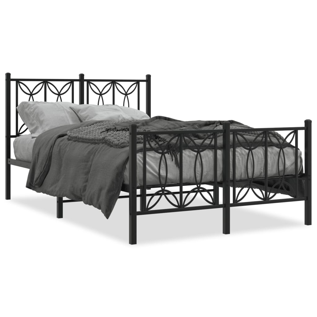 Cadre de lit métal sans matelas avec pied de lit noir 120x190cm - XIOS