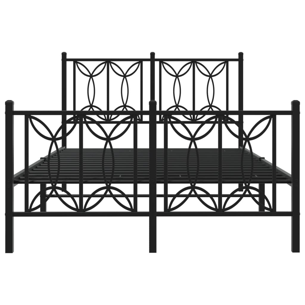 Cadre de lit métal sans matelas avec pied de lit noir 120x190cm - XIOS
