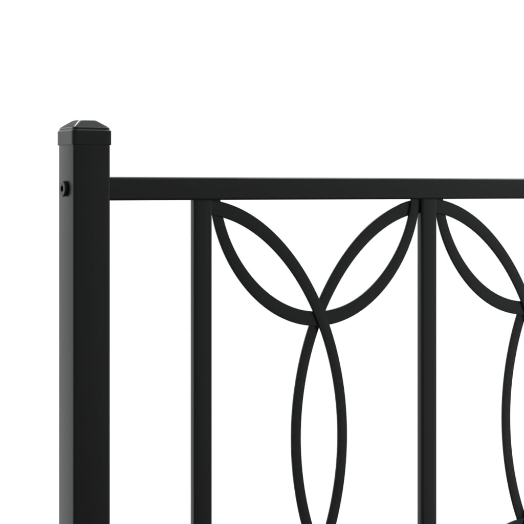 Cadre de lit métal sans matelas avec pied de lit noir 120x190cm - XIOS