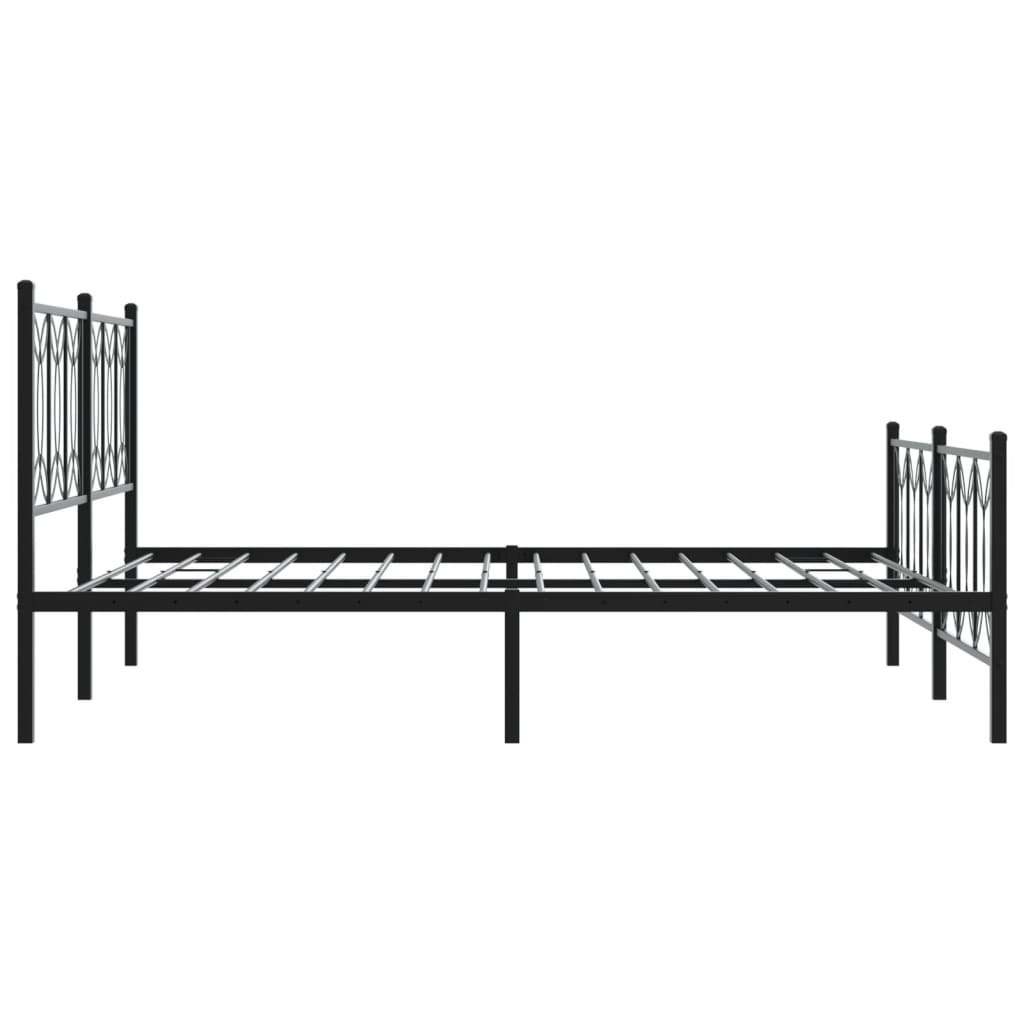 Cadre de lit métal sans matelas avec pied de lit noir 150x200cm - XIOS