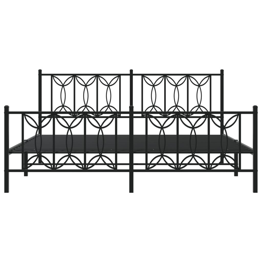 Cadre de lit métal sans matelas avec pied de lit noir 183x213cm - XIOS