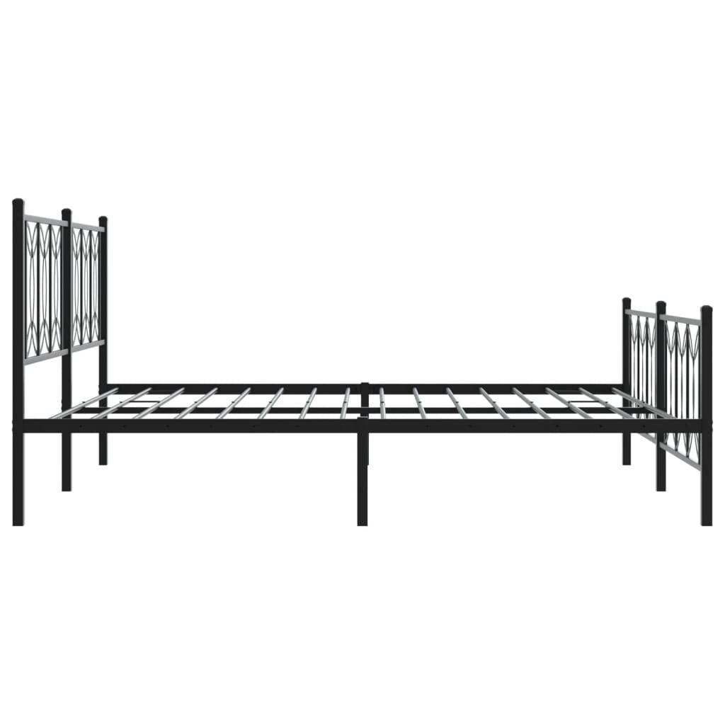 Cadre de lit métal sans matelas avec pied de lit noir 183x213cm - XIOS