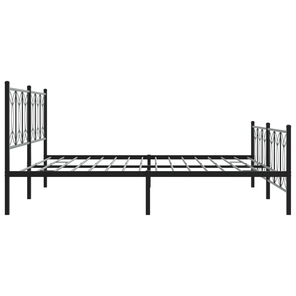 Cadre de lit métal sans matelas avec pied de lit noir 193x203cm - XIOS