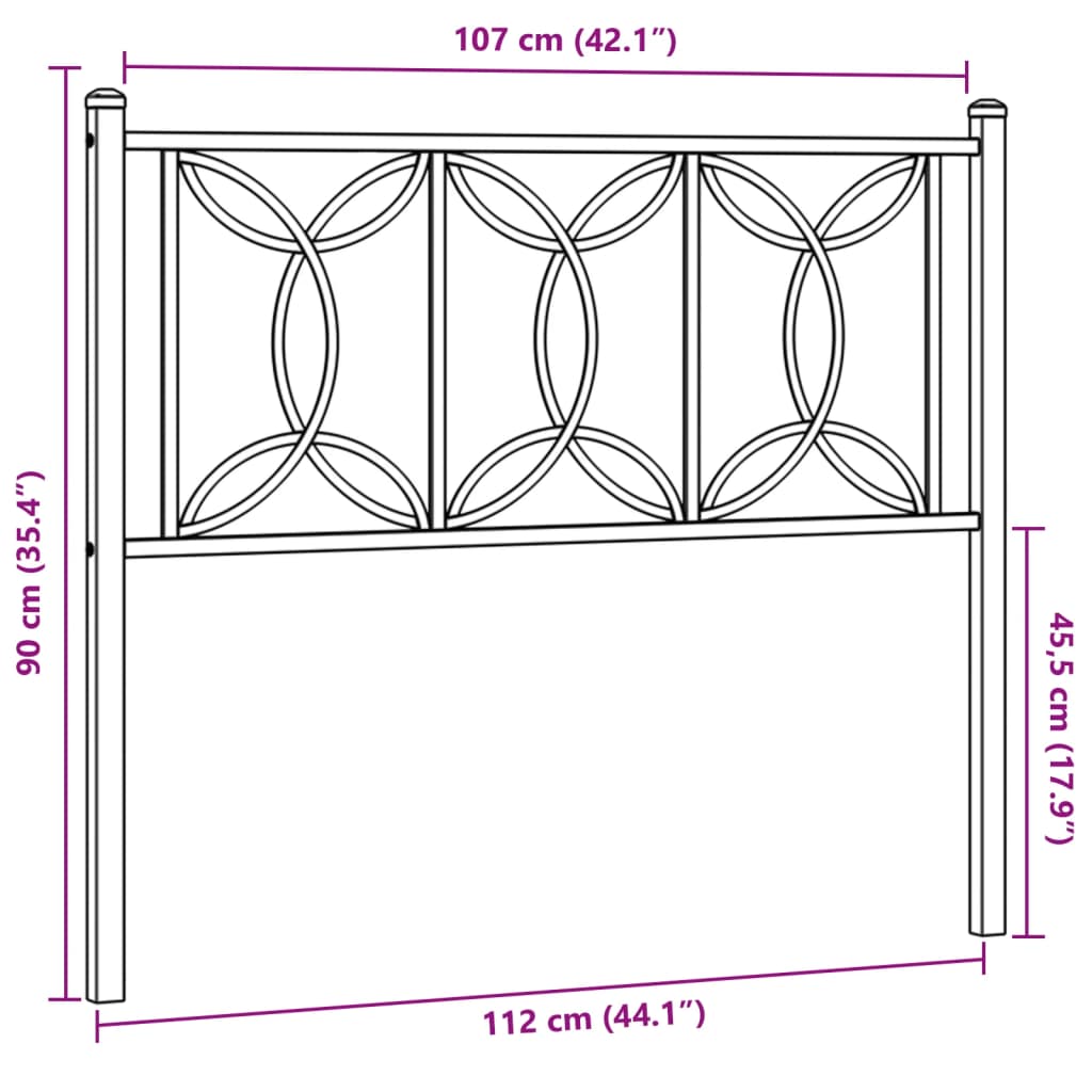 Tête de lit métal noir 107 cm - XIOS