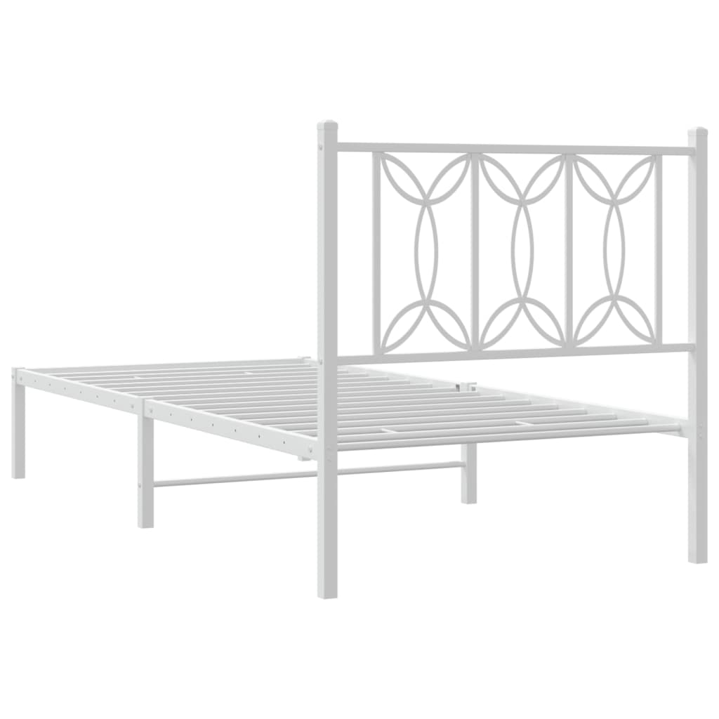 Cadre de lit métal sans matelas avec tête de lit blanc 90x190cm - XIOS
