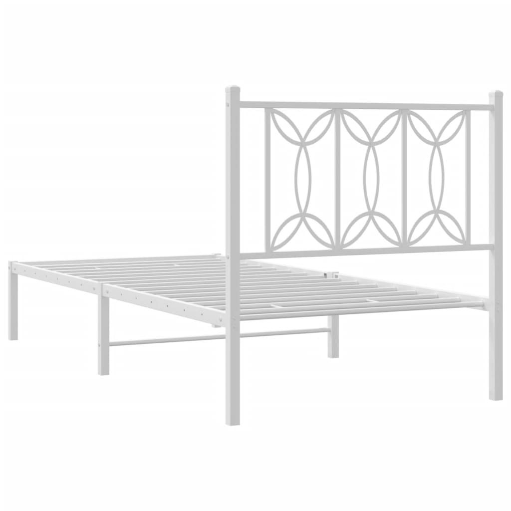 Cadre de lit métal sans matelas avec tête de lit blanc 90x200cm - XIOS