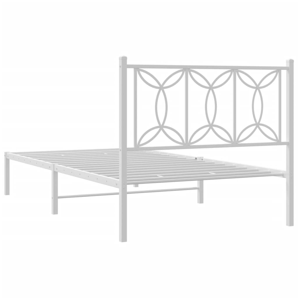 Cadre de lit métal sans matelas et tête de lit blanc 100x190 cm - XIOS