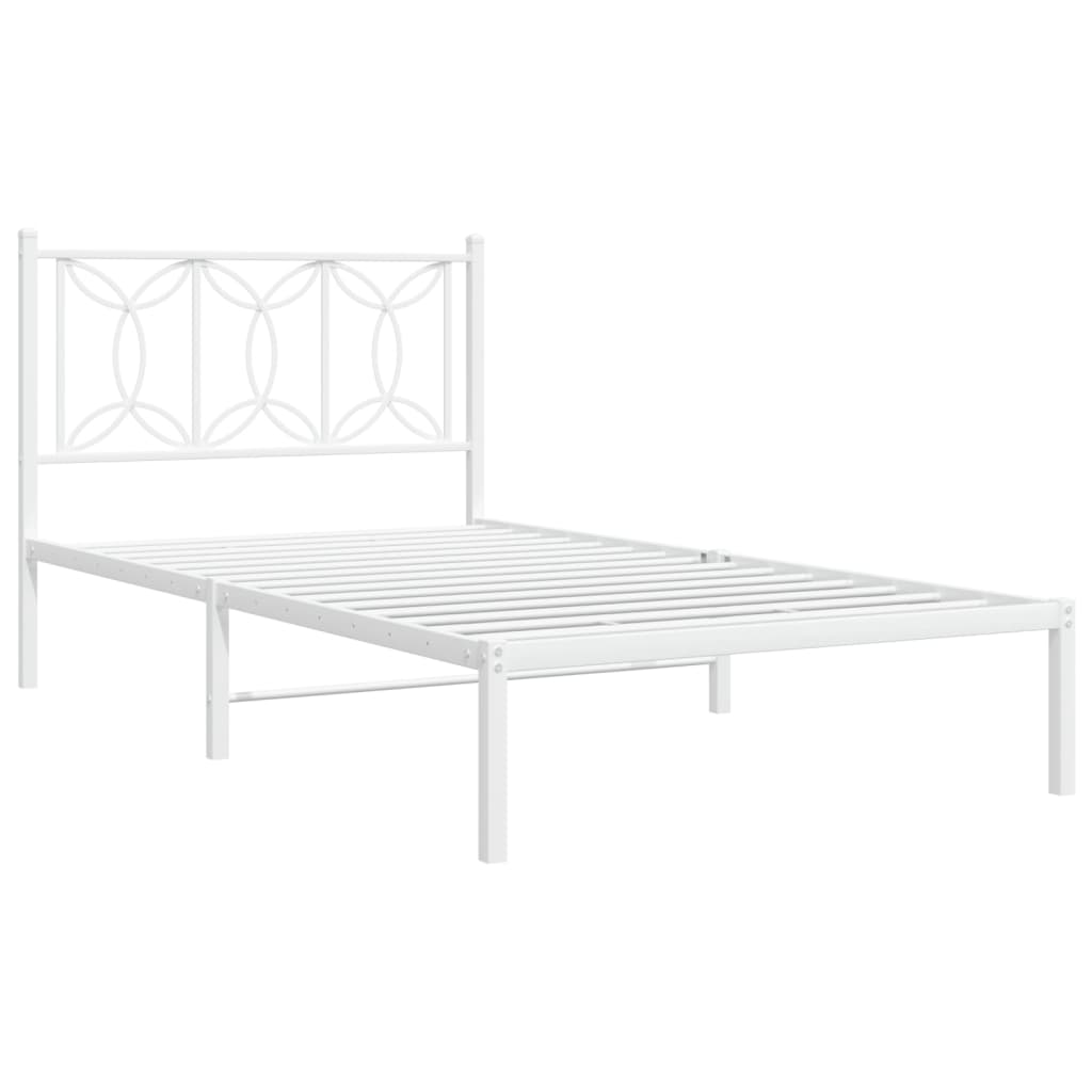 Cadre de lit métal sans matelas et tête de lit blanc 100x200 cm - XIOS
