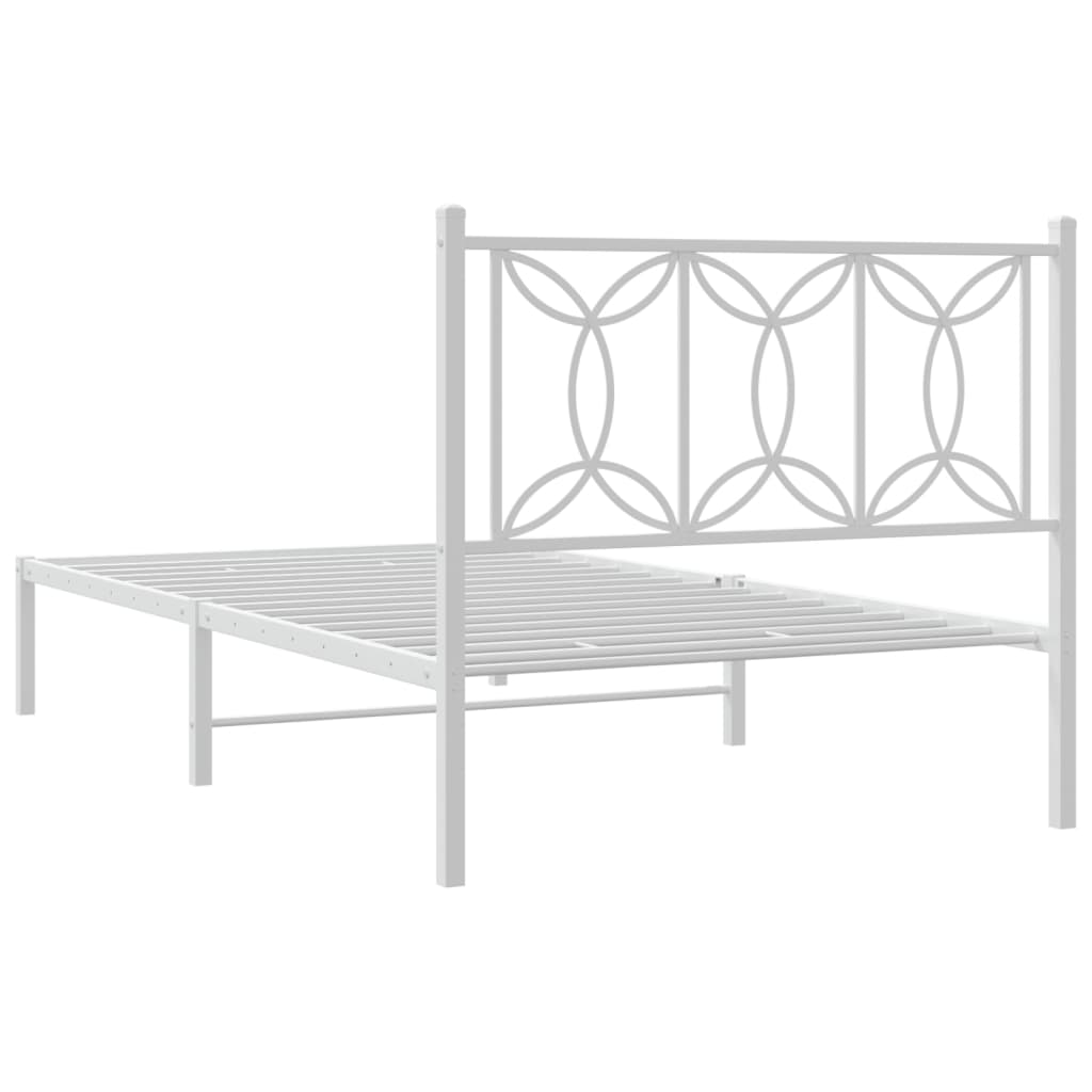 Cadre de lit métal sans matelas et tête de lit blanc 100x200 cm - XIOS