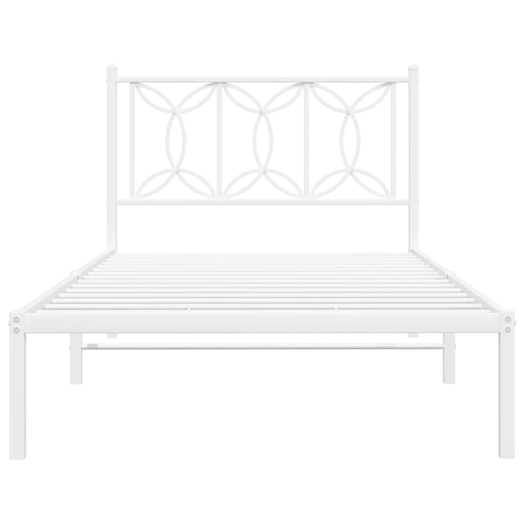 Cadre de lit métal sans matelas et tête de lit blanc 107x203 cm - XIOS