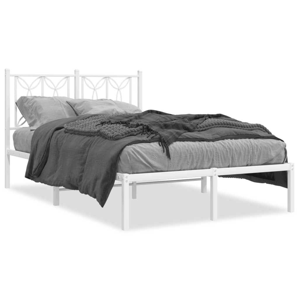 Cadre de lit métal sans matelas et tête de lit blanc 120x190 cm - XIOS
