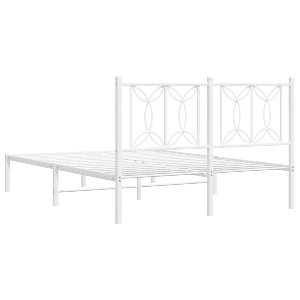 Cadre de lit métal sans matelas et tête de lit blanc 135x190 cm - XIOS