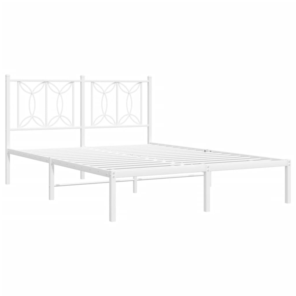Cadre de lit métal sans matelas et tête de lit blanc 140x190 cm - XIOS