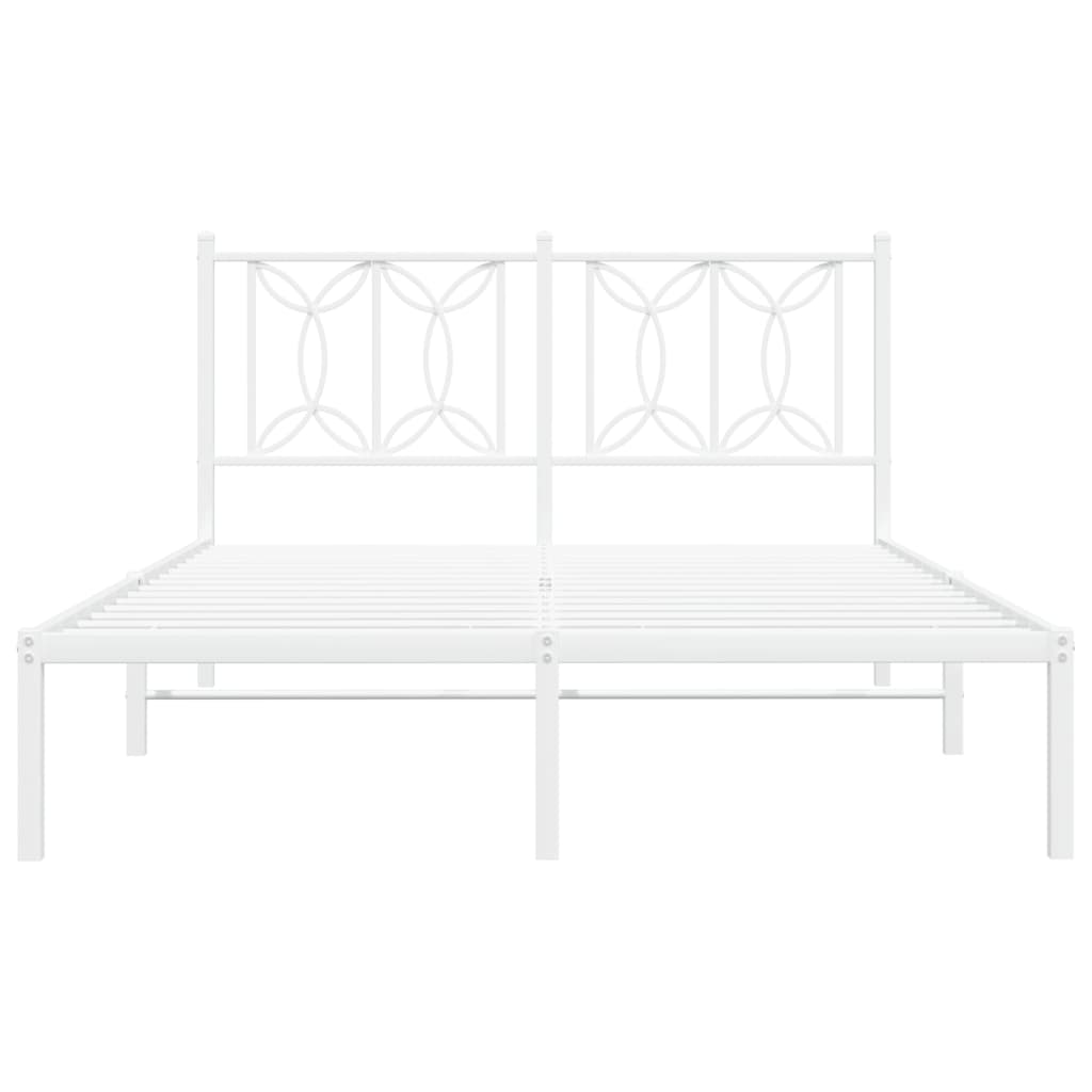 Cadre de lit métal sans matelas et tête de lit blanc 140x200 cm - XIOS