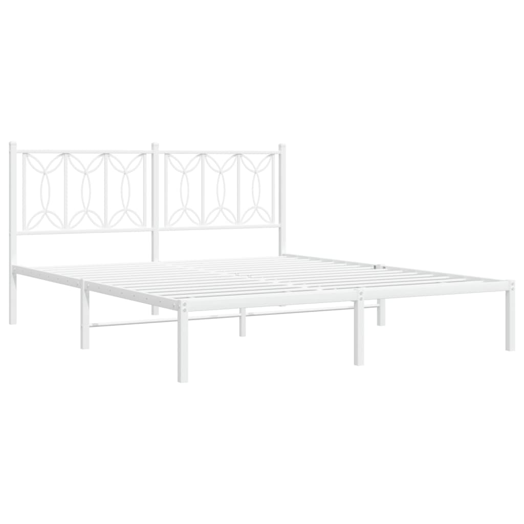 Cadre de lit métal sans matelas et tête de lit blanc 150x200 cm - XIOS