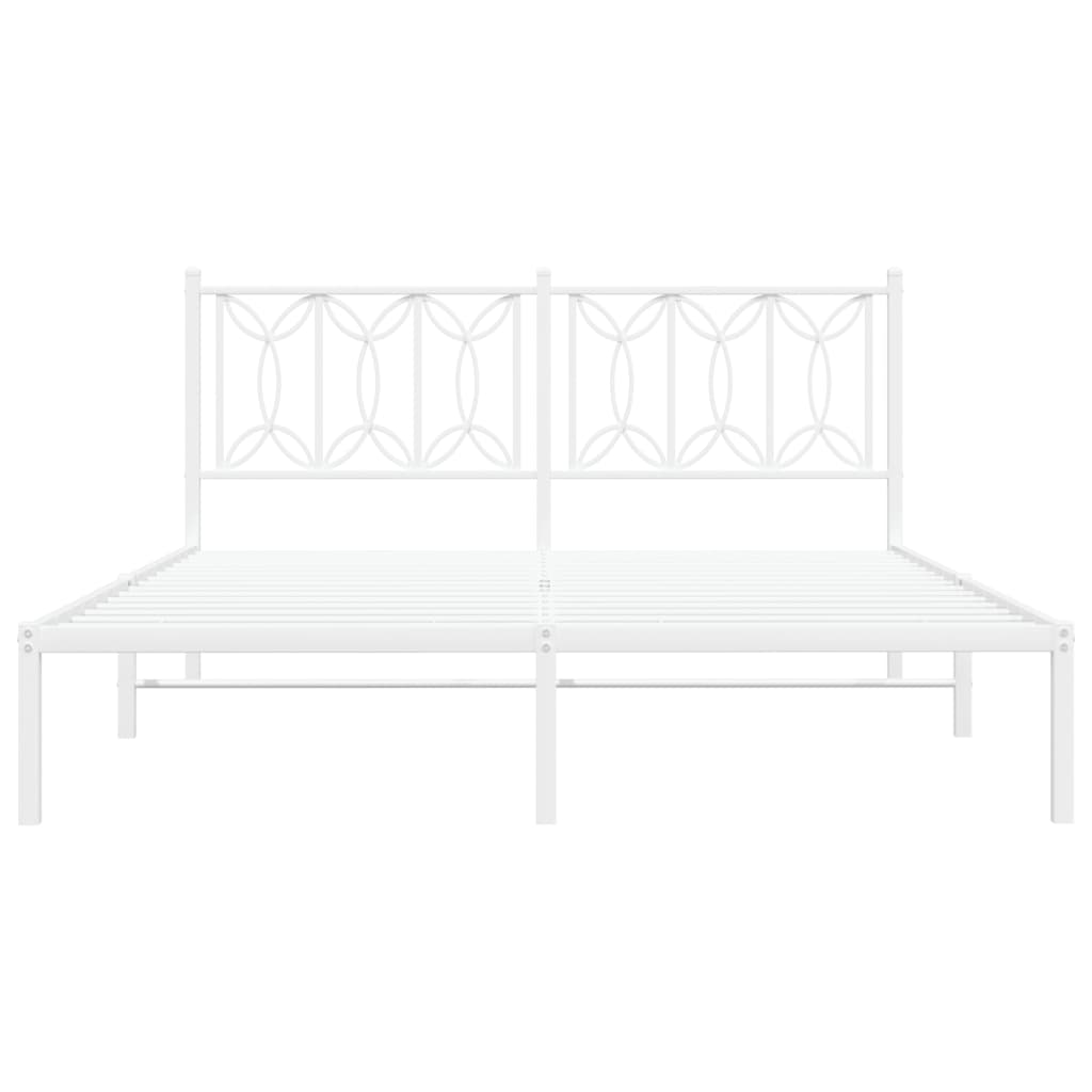Cadre de lit métal sans matelas et tête de lit blanc 150x200 cm - XIOS
