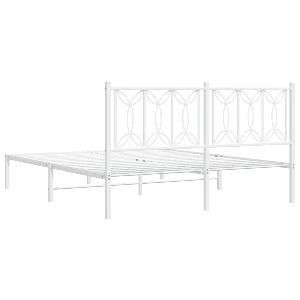 Cadre de lit métal sans matelas et tête de lit blanc 150x200 cm - XIOS