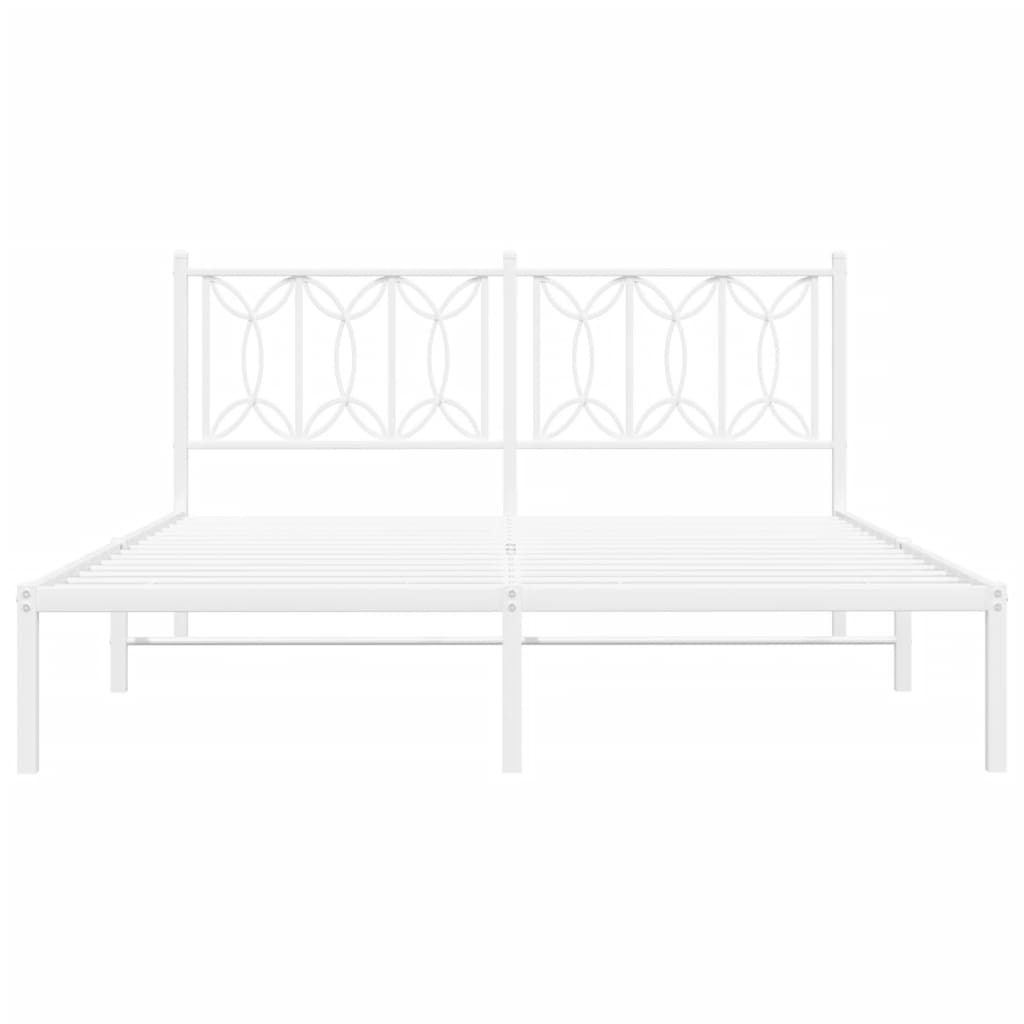 Cadre de lit métal sans matelas et tête de lit blanc 160x200 cm - XIOS