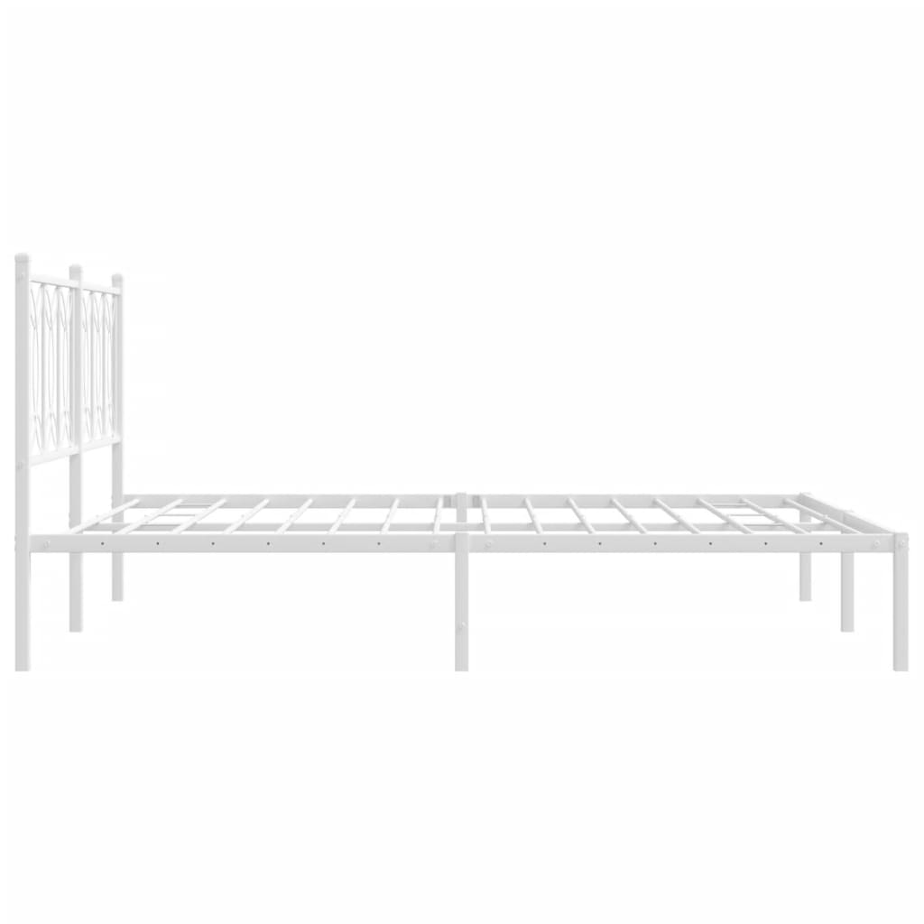 Cadre de lit métal sans matelas et tête de lit blanc 160x200 cm - XIOS