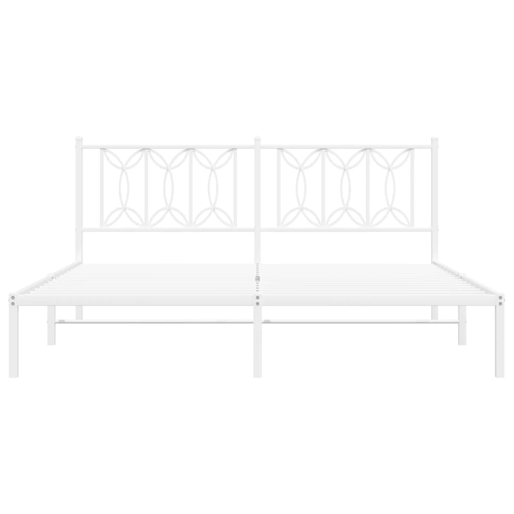 Cadre de lit métal sans matelas et tête de lit blanc 180x200 cm - XIOS