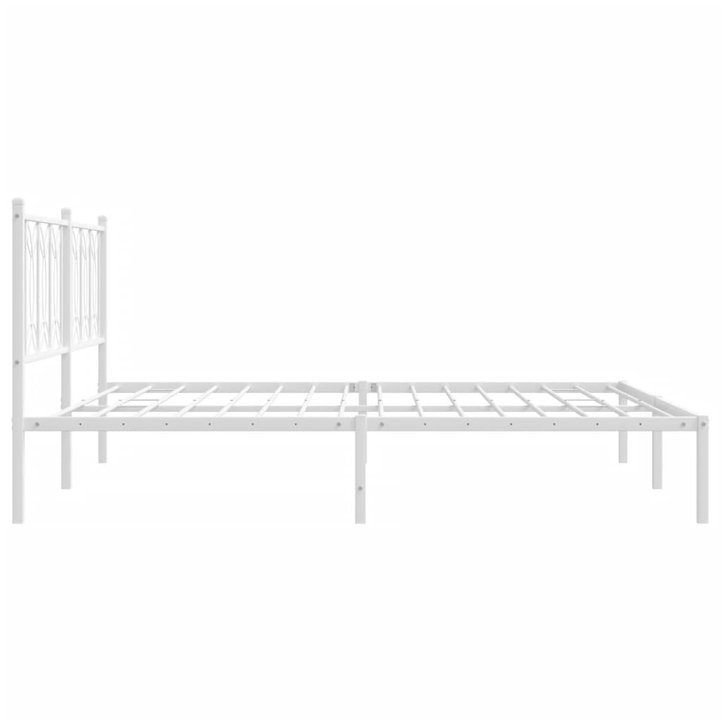 Cadre de lit métal sans matelas et tête de lit blanc 180x200 cm - XIOS